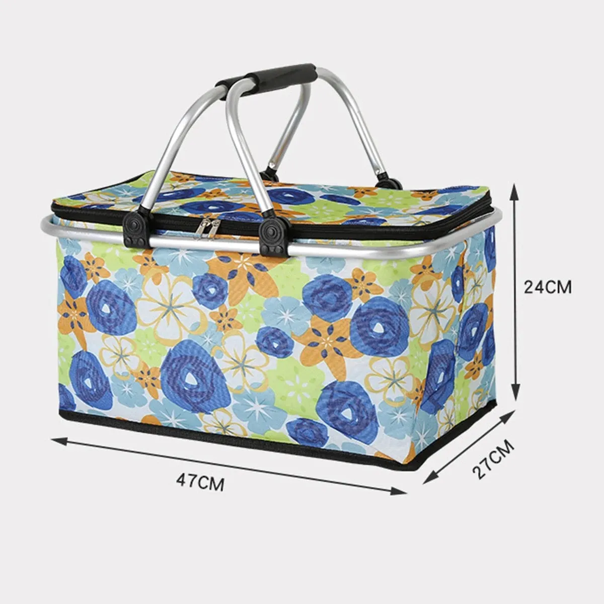 Steel Handle Storage Basket Pink Flowers - Sunshine