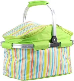 Steel Handle Storage Basket Stripes Green - Sunshine