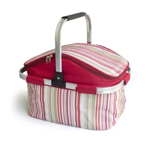 Steel Handle Storage Basket Stripes Maroon - Sunshine