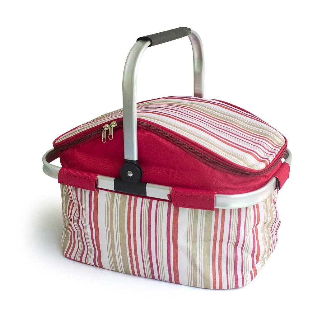 Steel Handle Storage Basket Stripes Maroon - Sunshine