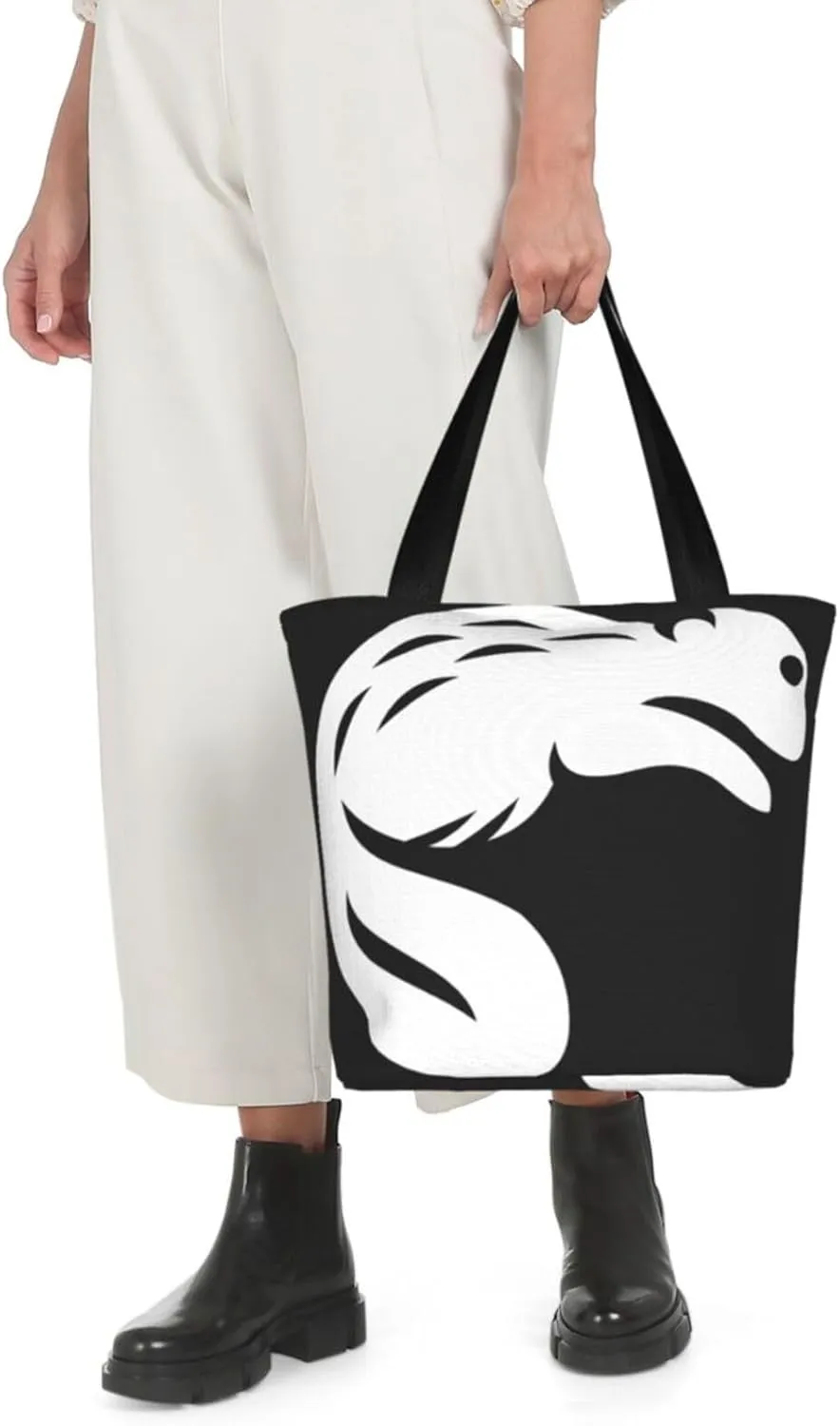 Stylish And Durable Black Beaver Shoulder Bag - Full Print, Large Capacity