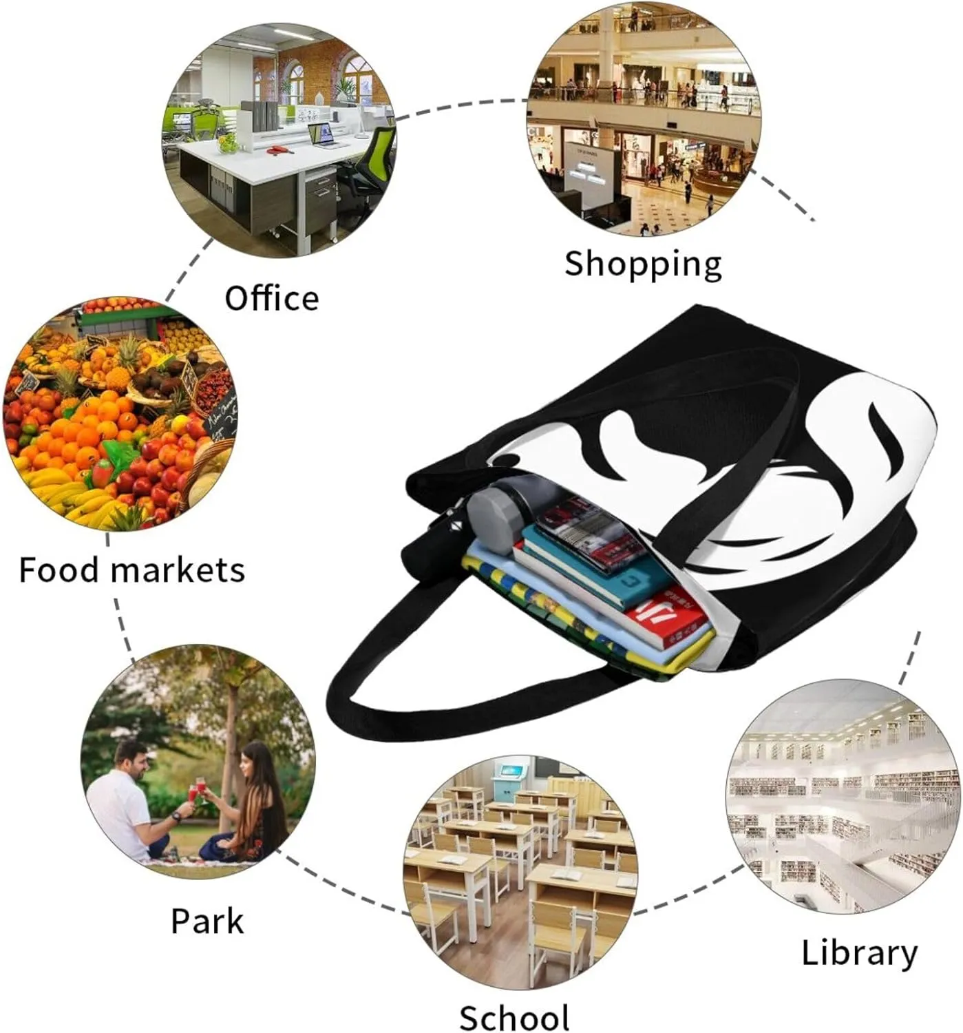 Stylish And Durable Black Beaver Shoulder Bag - Full Print, Large Capacity