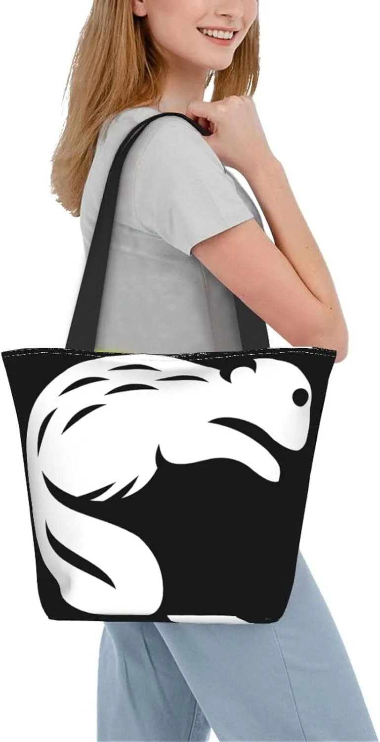 Stylish And Durable Black Beaver Shoulder Bag - Full Print, Large Capacity