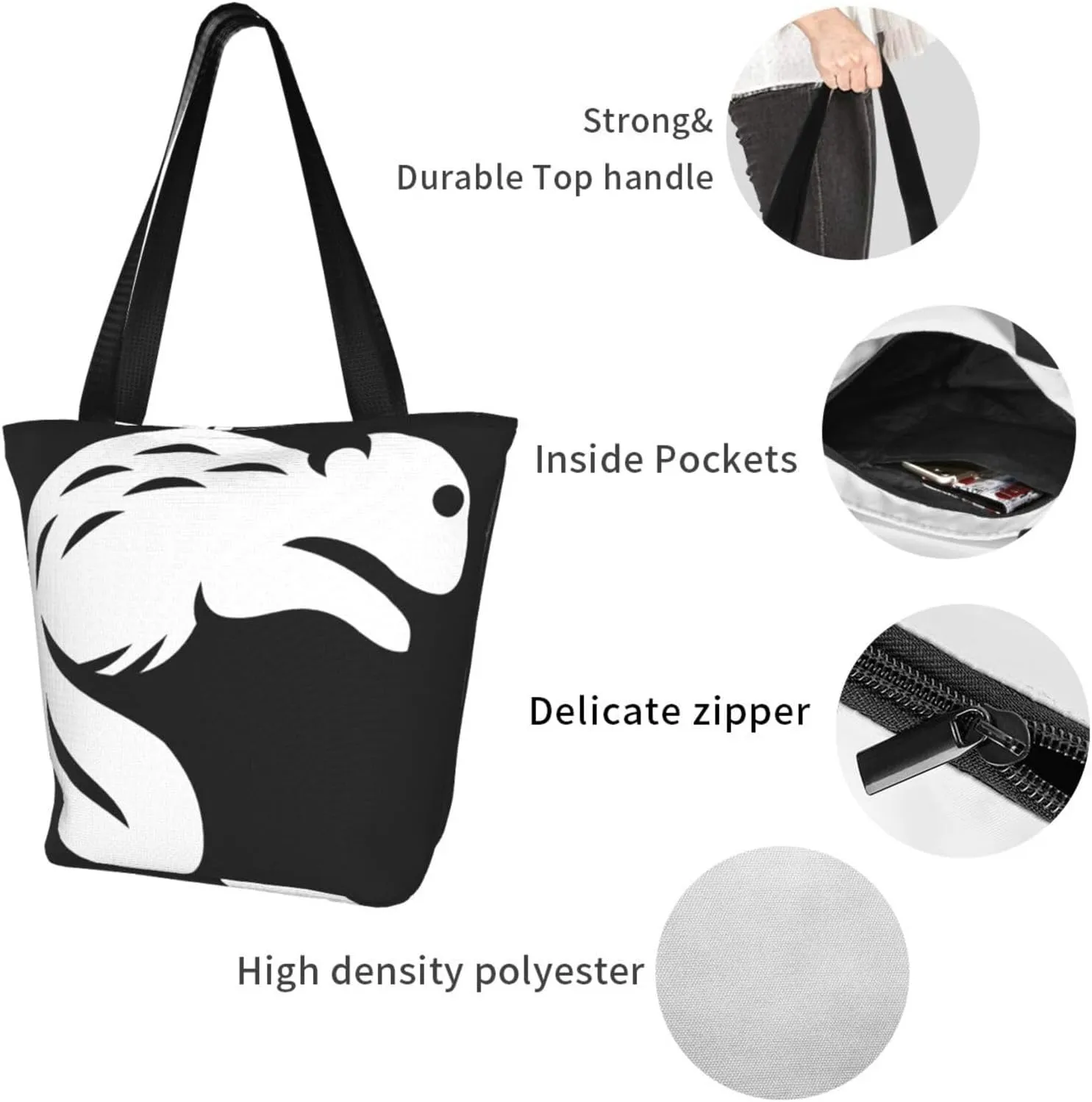 Stylish And Durable Black Beaver Shoulder Bag - Full Print, Large Capacity