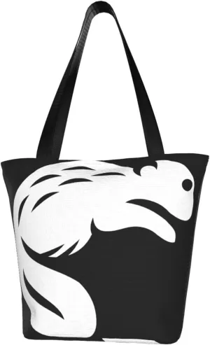Stylish And Durable Black Beaver Shoulder Bag - Full Print, Large Capacity