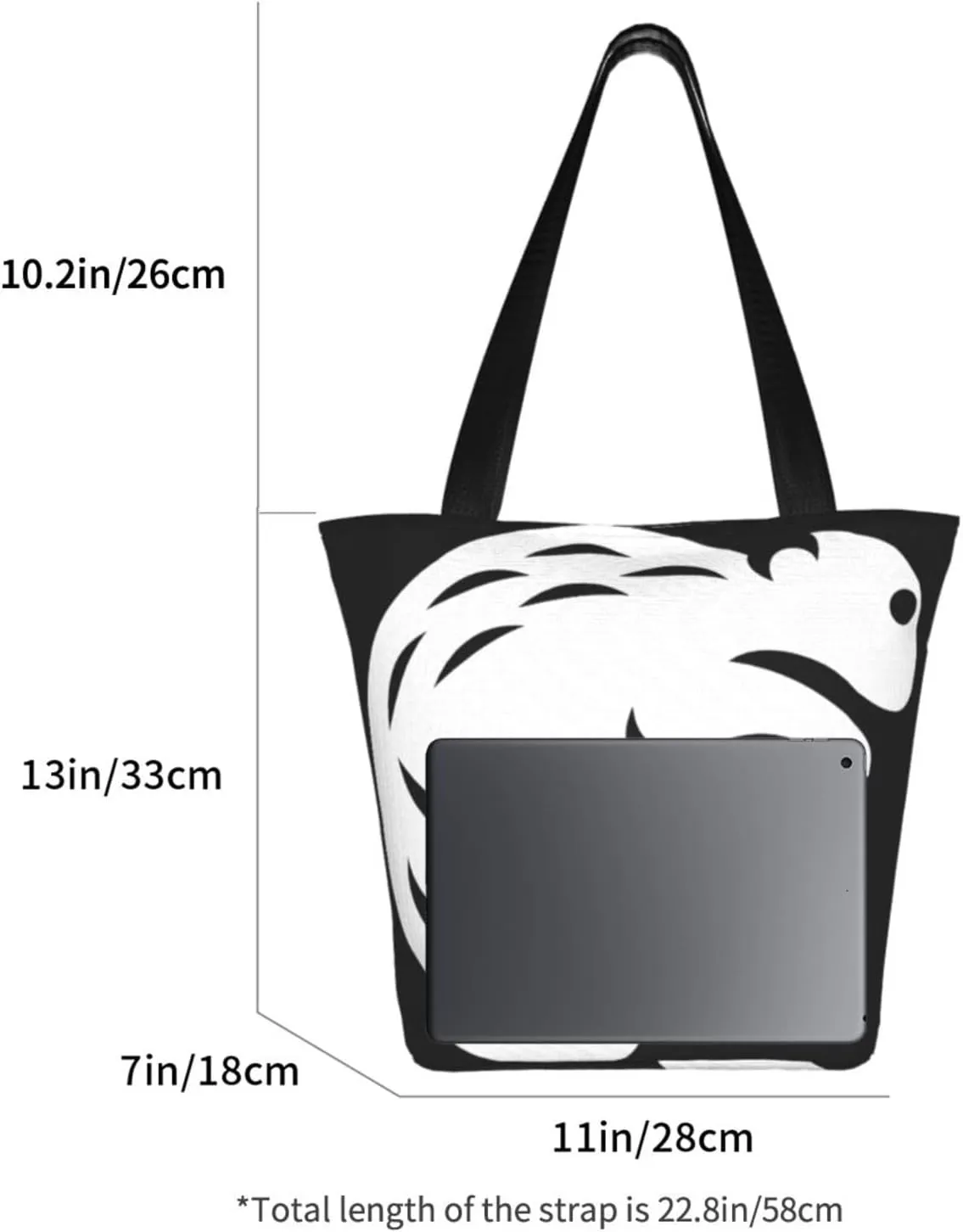 Stylish And Durable Black Beaver Shoulder Bag - Full Print, Large Capacity