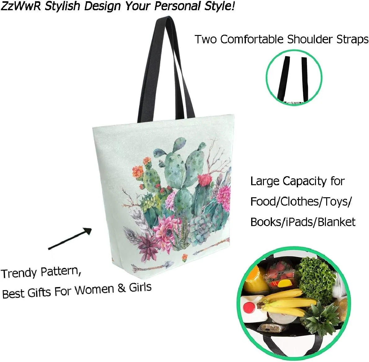 Stylish Print Extra Large Shoulder Tote Bag for Beach Travel Weekender Gym Grocery Shopping…