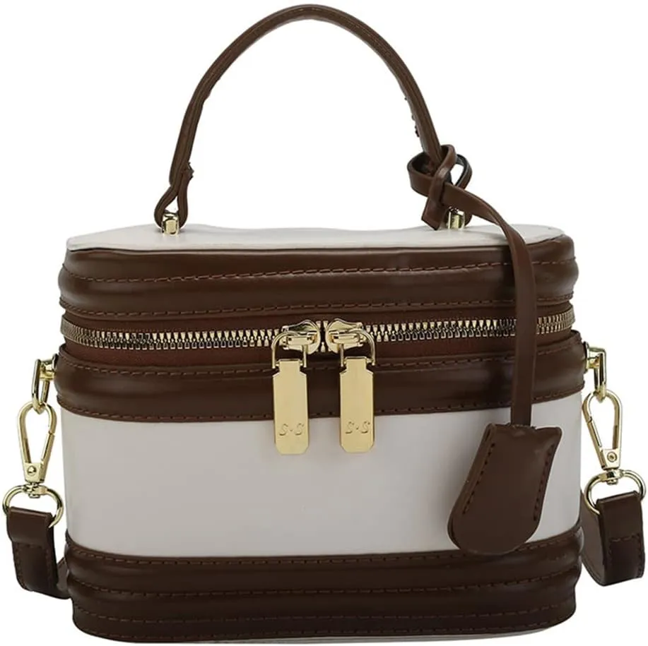 Stylish Women’s Retro Leather Bucket Satchel Crossbody Bag - White Fashion Tote Handbag