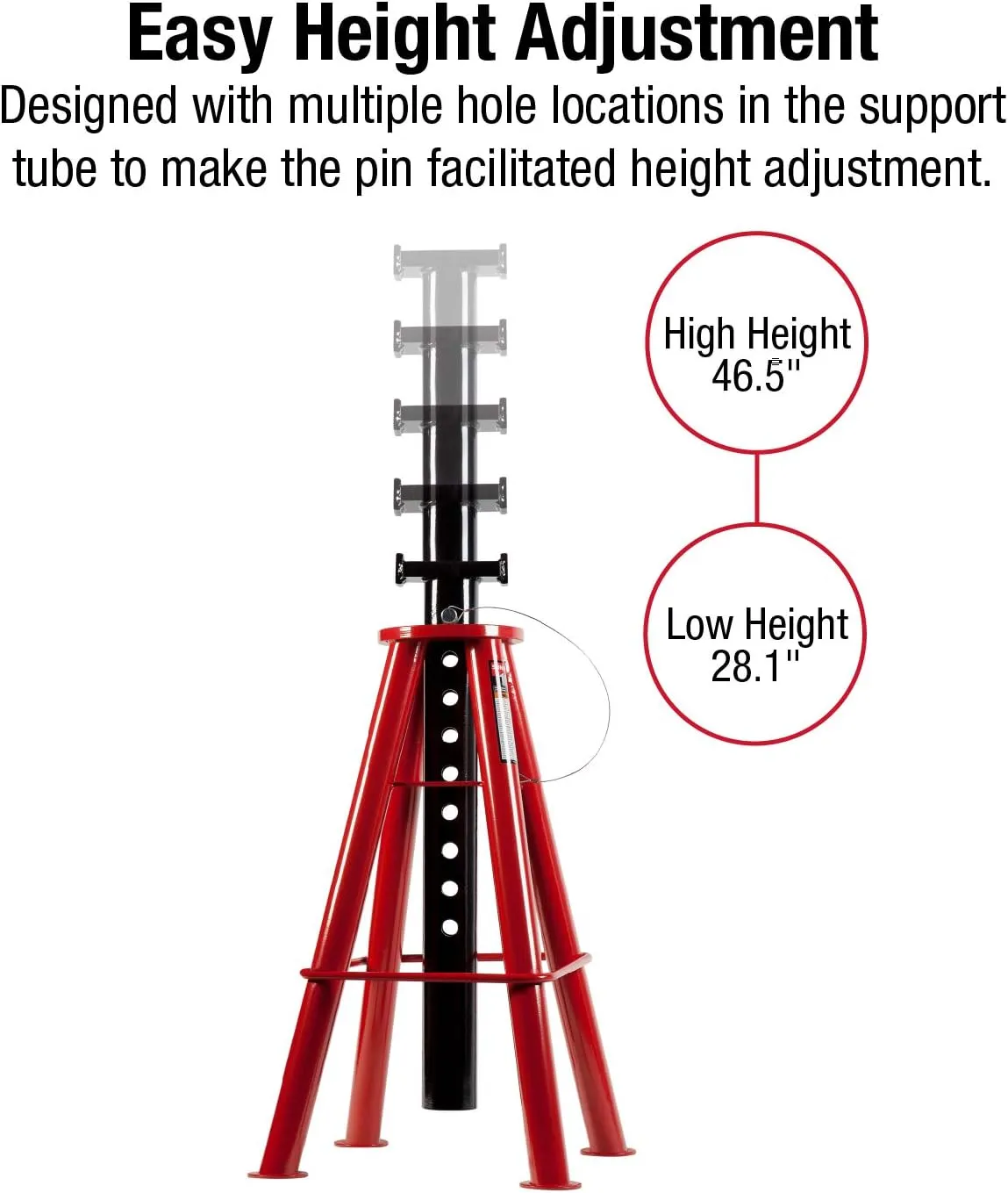 Sunex 1410 10-Ton, High Height, Pin Type, Jack Stands, Pair