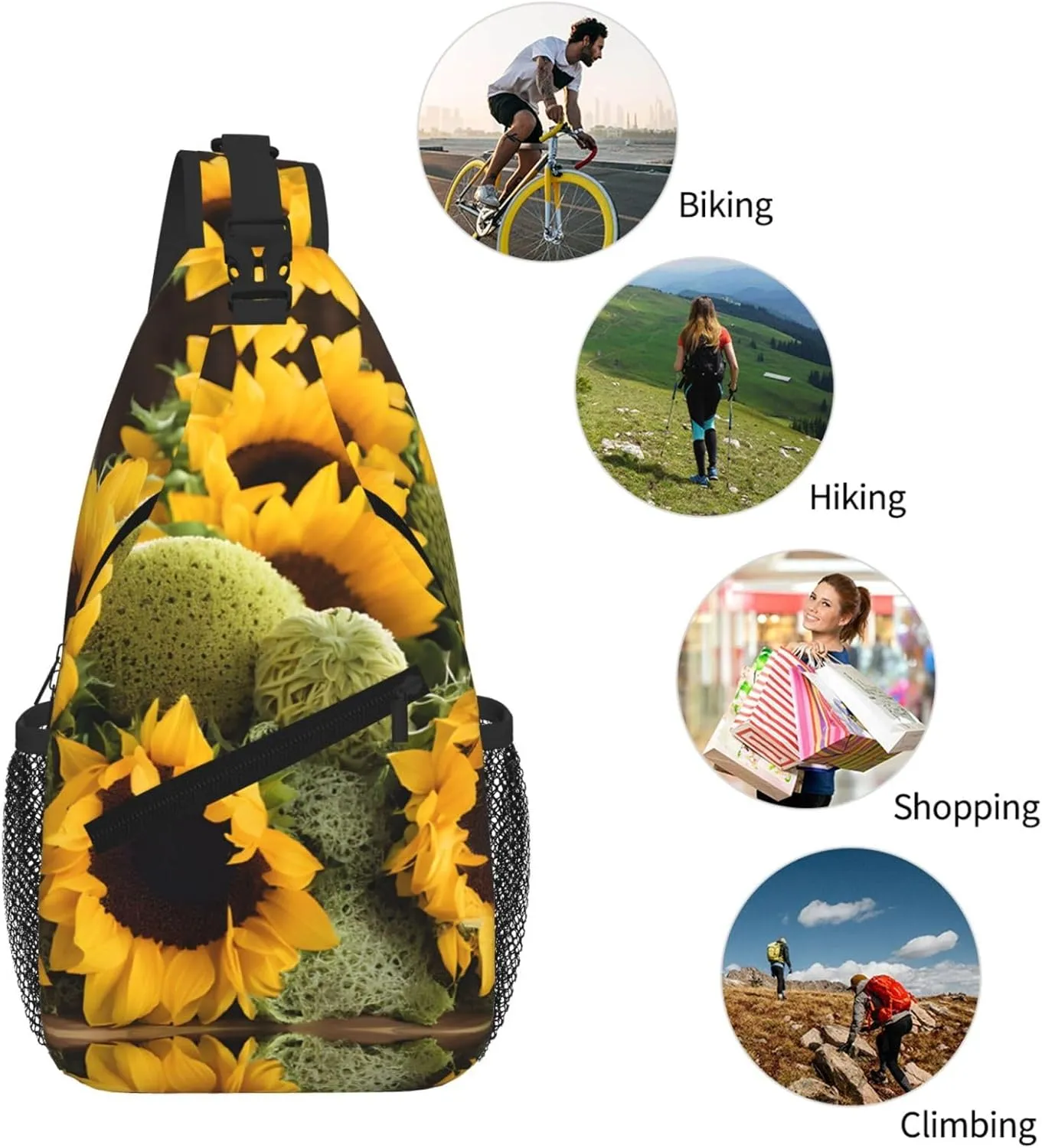 Sunflowers Print Cross Chest Bag Diagonally For Short-Distance Travel And Daily Use