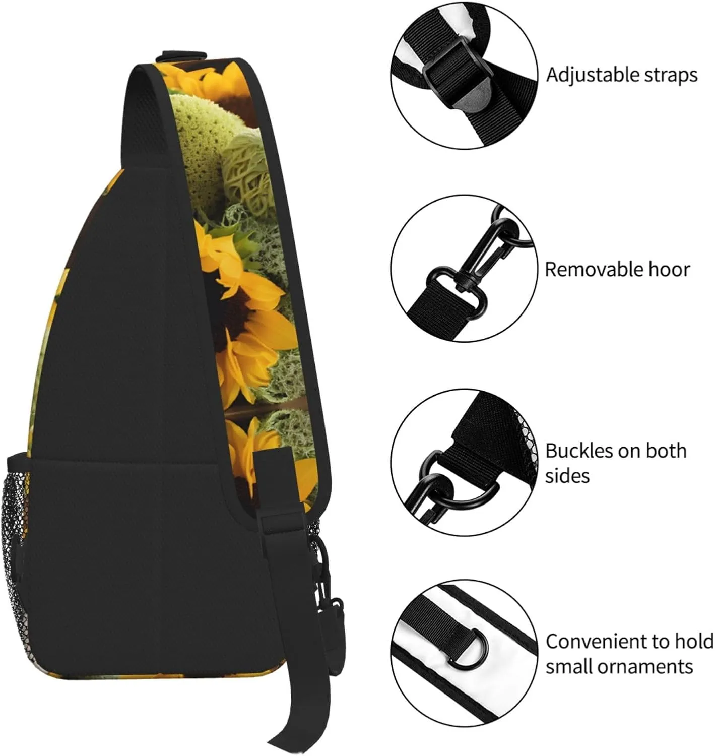 Sunflowers Print Cross Chest Bag Diagonally For Short-Distance Travel And Daily Use