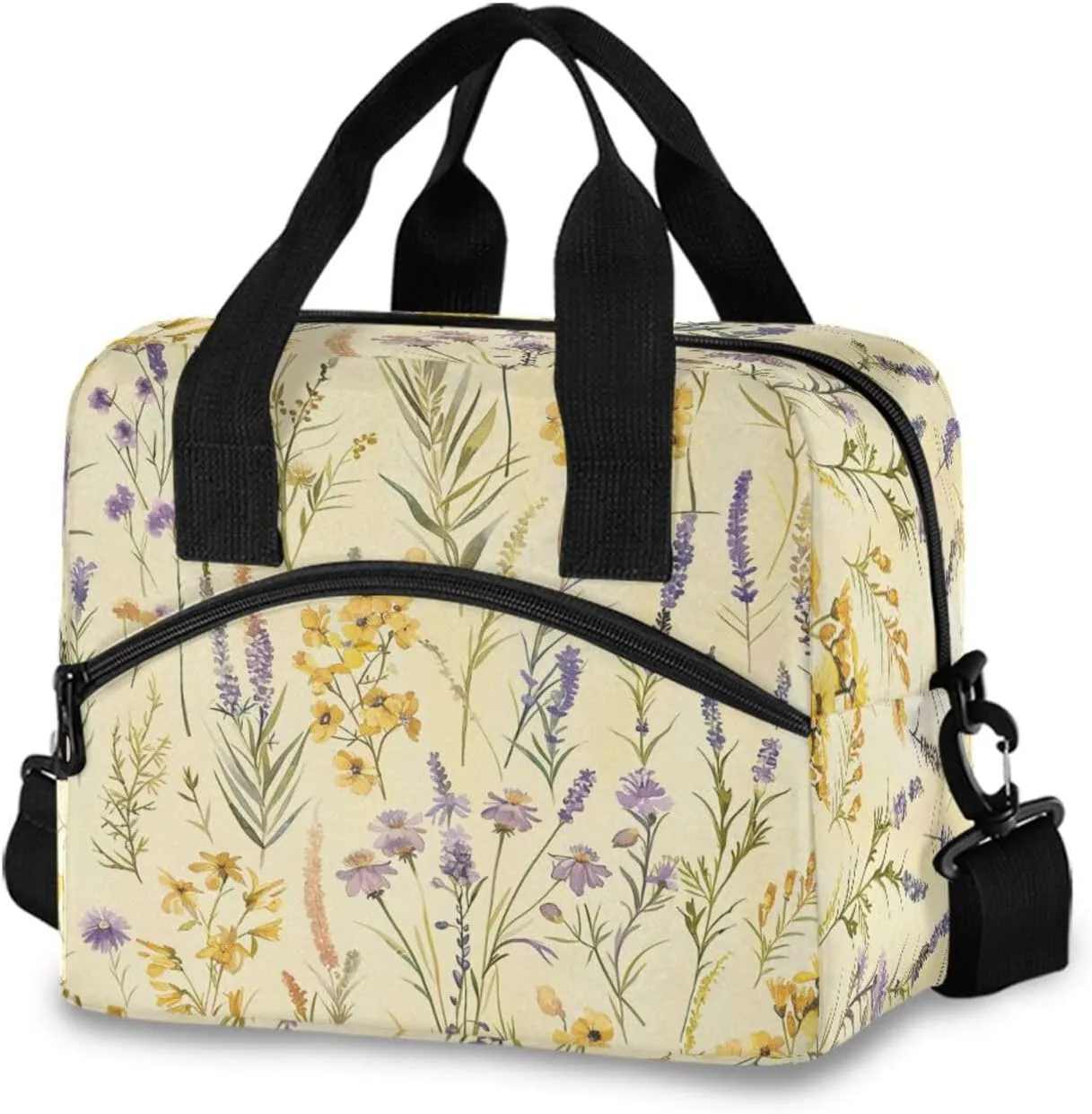 Sunlit Garden Flowers Leaves Lunch Box for Men Women Adults Insulated Lunch Bag Cooler Bag with Adjustable Shoulder Strap for Work Picnic Travel