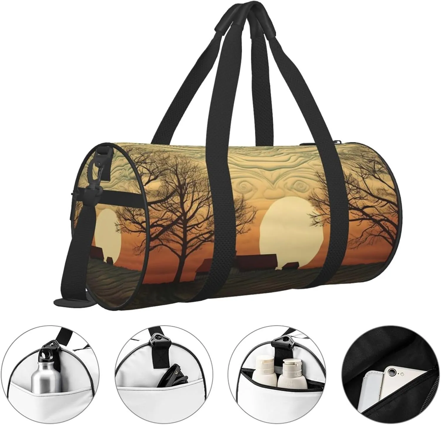 Sunrise Print Travel Duffle Bag for Men Women Sport Gym Bag Foldable Weekender Bag Carry on Overnight Bag for Travel Swimming Basketball