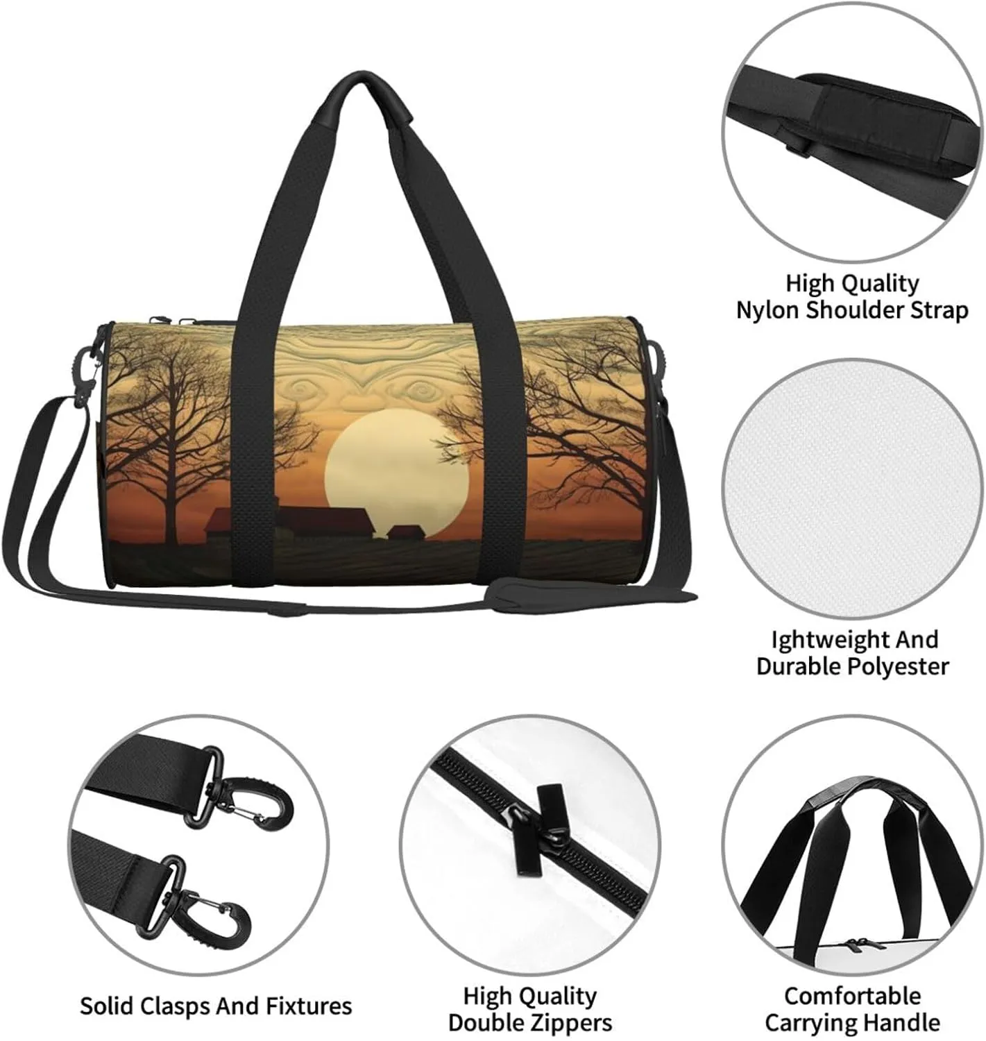 Sunrise Print Travel Duffle Bag for Men Women Sport Gym Bag Foldable Weekender Bag Carry on Overnight Bag for Travel Swimming Basketball