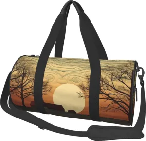 Sunrise Print Travel Duffle Bag for Men Women Sport Gym Bag Foldable Weekender Bag Carry on Overnight Bag for Travel Swimming Basketball