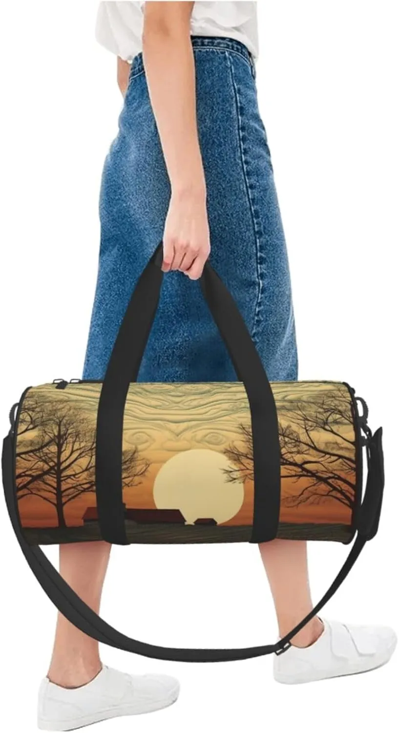 Sunrise Print Travel Duffle Bag for Men Women Sport Gym Bag Foldable Weekender Bag Carry on Overnight Bag for Travel Swimming Basketball