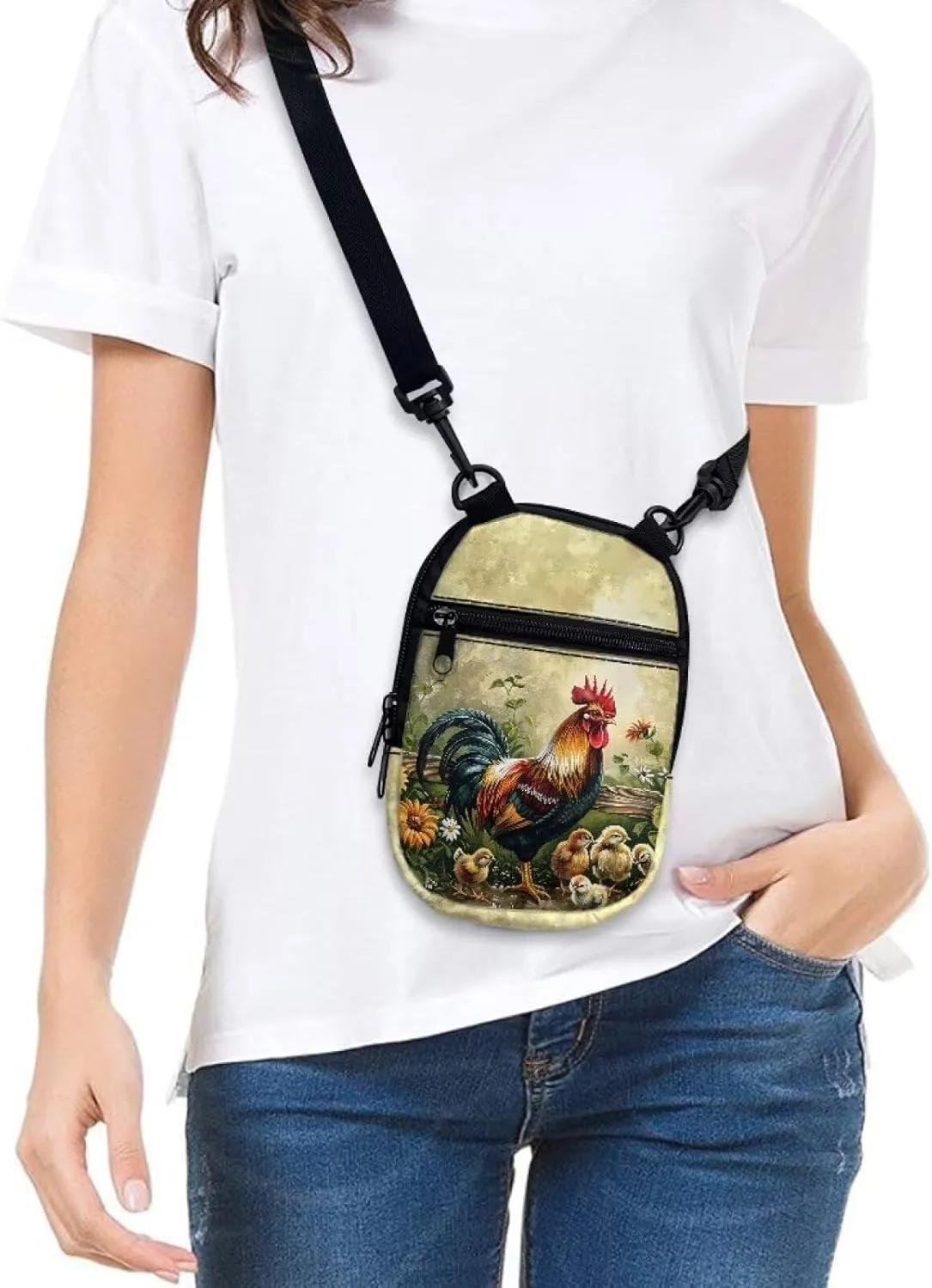 Suobstales Messenger Bag for Women Crossbody Zipper Bag with Adjustable Strap Portable Phone Purse Shoulder Handbag