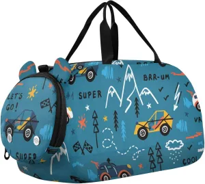 susiyo Small Duffle Bag Colorful Toy Racing Cars Kids Duffle Bag for Boys Girls Dance Bag Gym Bag