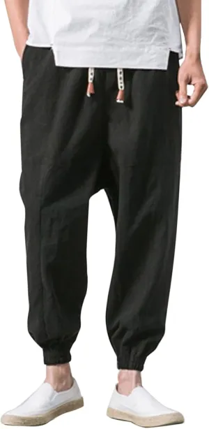 Sweatpants for Men Track Cuff Solid Color Lace up Comfy Workout Pants with Pocket Stretch Waist Cargo Pants