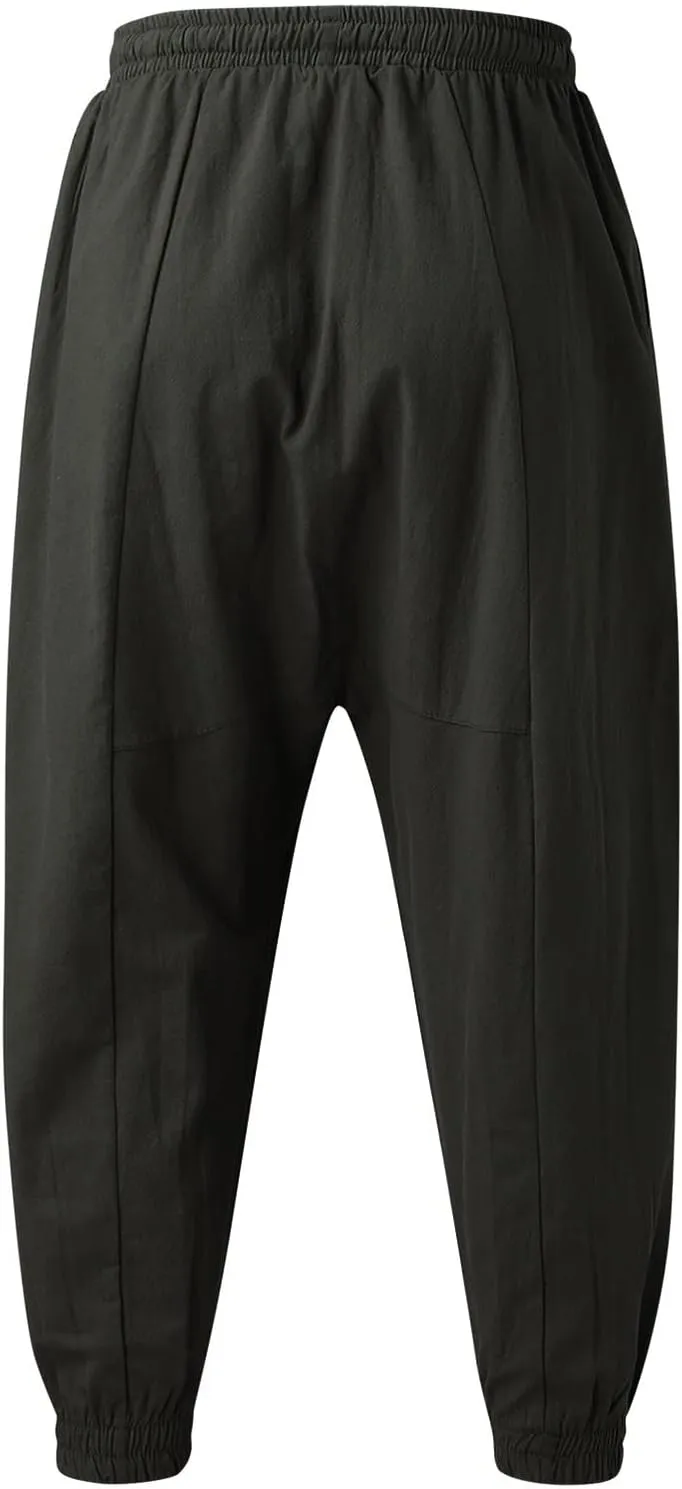 Sweatpants for Men Track Cuff Solid Color Lace up Comfy Workout Pants with Pocket Stretch Waist Cargo Pants