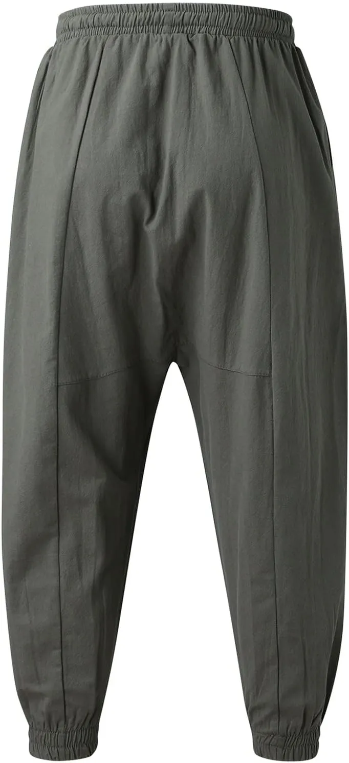 Sweatpants for Men Track Cuff Solid Color Lace up Comfy Workout Pants with Pocket Stretch Waist Cargo Pants