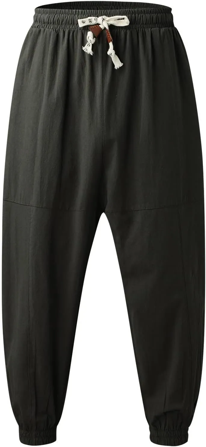 Sweatpants for Men Track Cuff Solid Color Lace up Comfy Workout Pants with Pocket Stretch Waist Cargo Pants