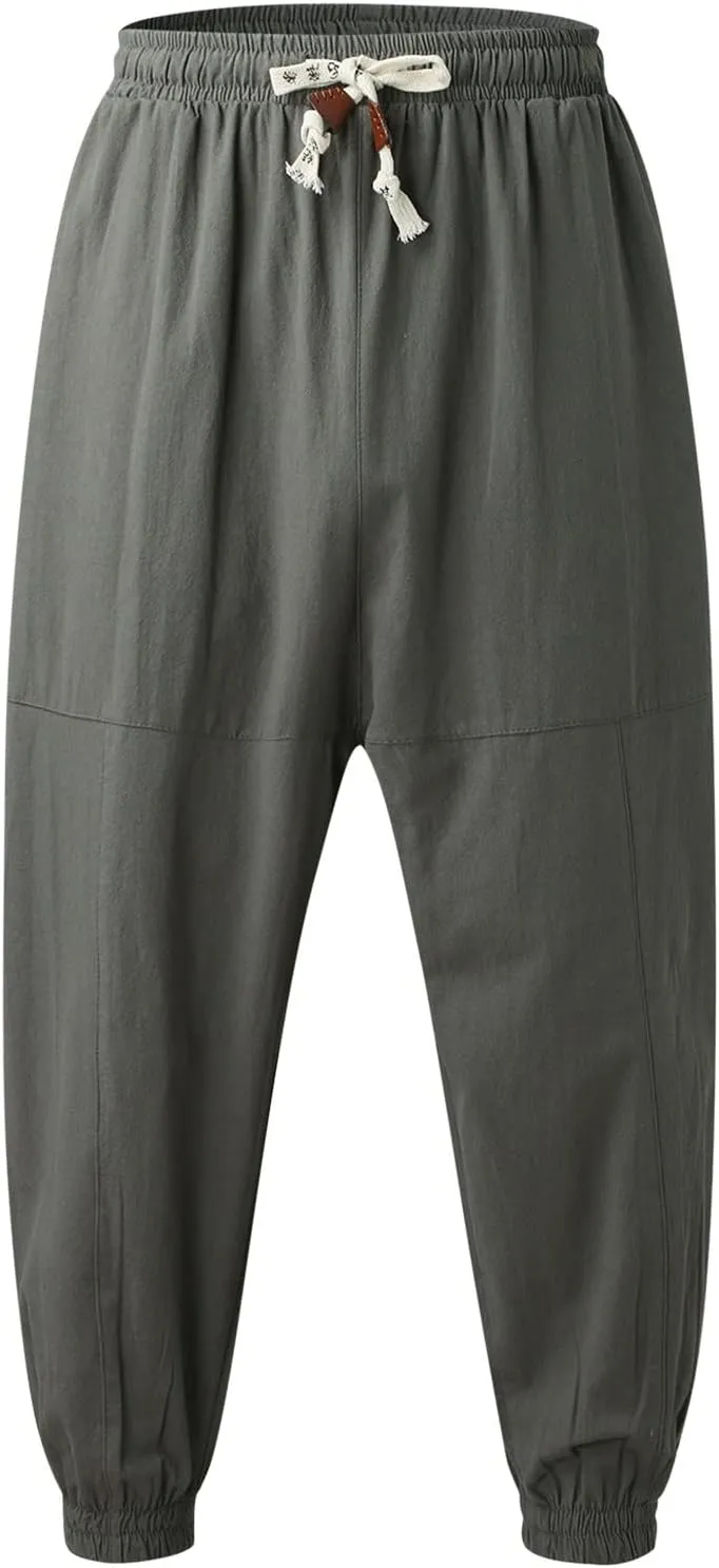 Sweatpants for Men Track Cuff Solid Color Lace up Comfy Workout Pants with Pocket Stretch Waist Cargo Pants