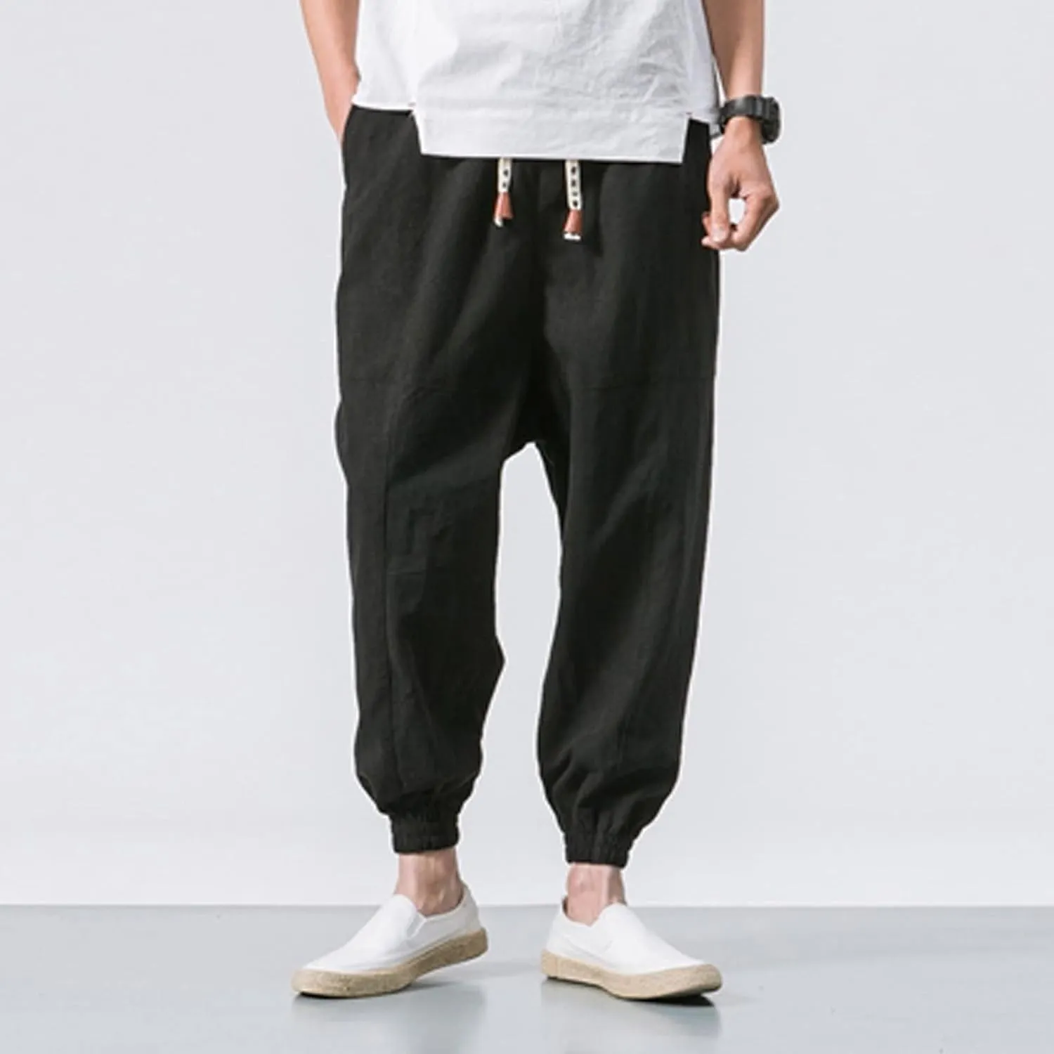 Sweatpants for Men Track Cuff Solid Color Lace up Comfy Workout Pants with Pocket Stretch Waist Cargo Pants