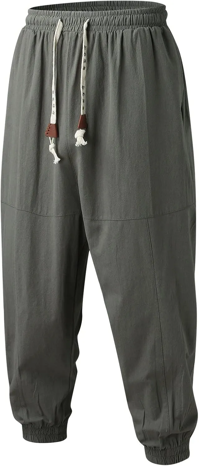 Sweatpants for Men Track Cuff Solid Color Lace up Comfy Workout Pants with Pocket Stretch Waist Cargo Pants