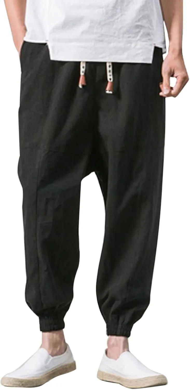 Sweatpants for Men Track Cuff Solid Color Lace up Comfy Workout Pants with Pocket Stretch Waist Cargo Pants