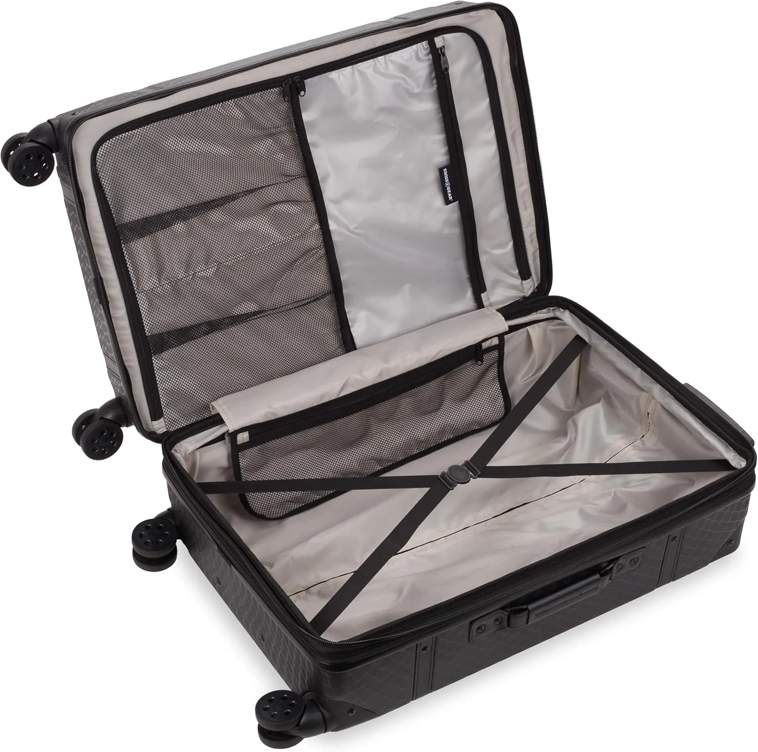 SwissGear 7739 Hardside Luggage Trunk with Spinner Wheels, Black, Checked-Large 26-Inch