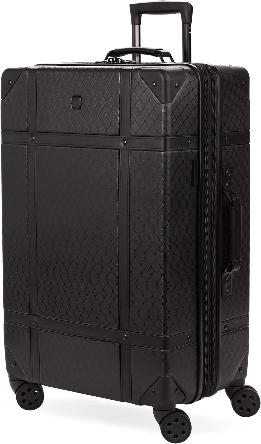 SwissGear 7739 Hardside Luggage Trunk with Spinner Wheels, Black, Checked-Large 26-Inch
