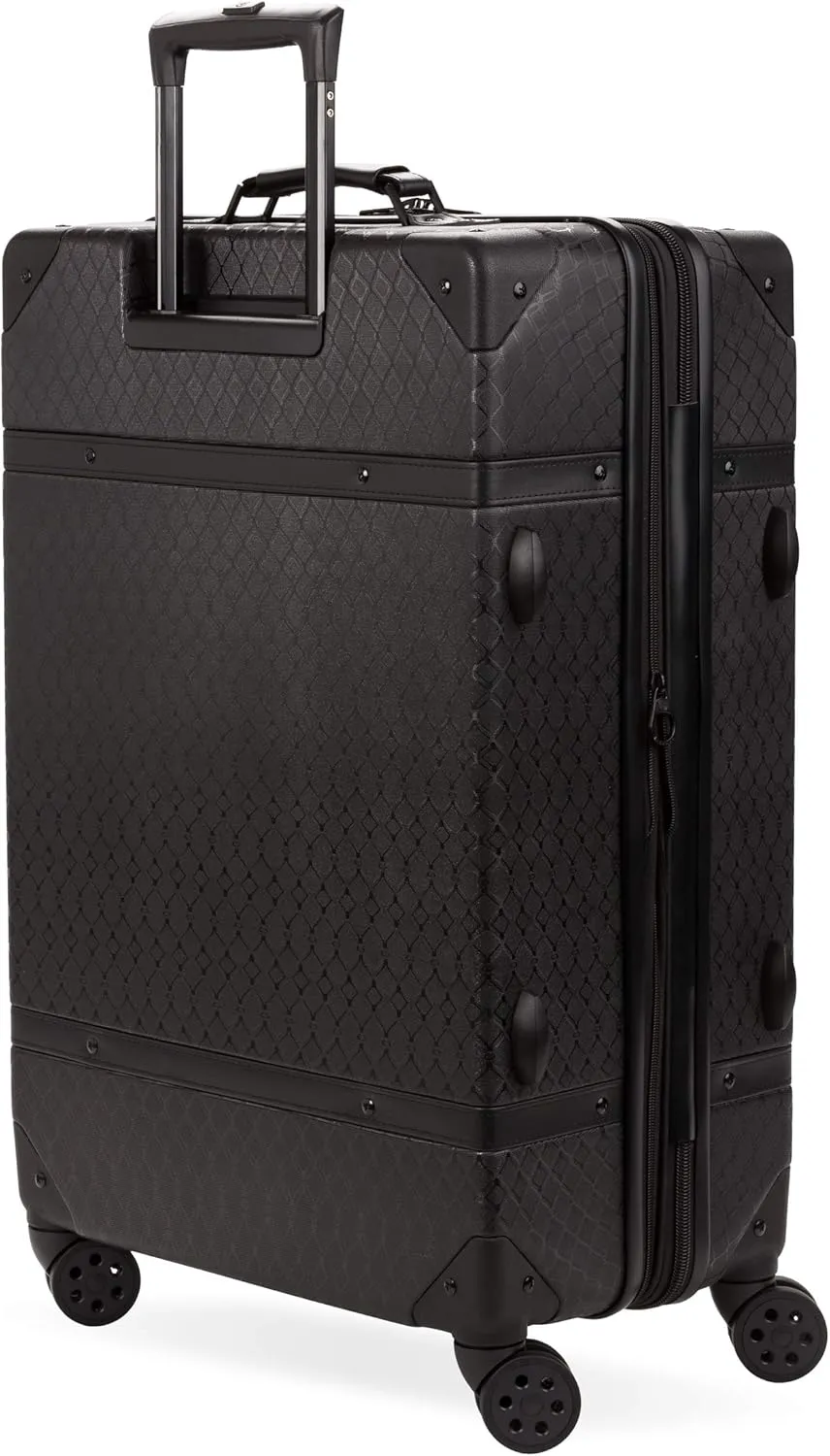 SwissGear 7739 Hardside Luggage Trunk with Spinner Wheels, Black, Checked-Large 26-Inch