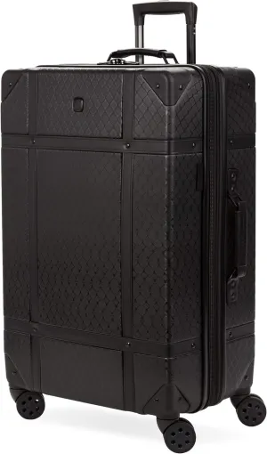 SwissGear 7739 Hardside Luggage Trunk with Spinner Wheels, Black, Checked-Large 26-Inch