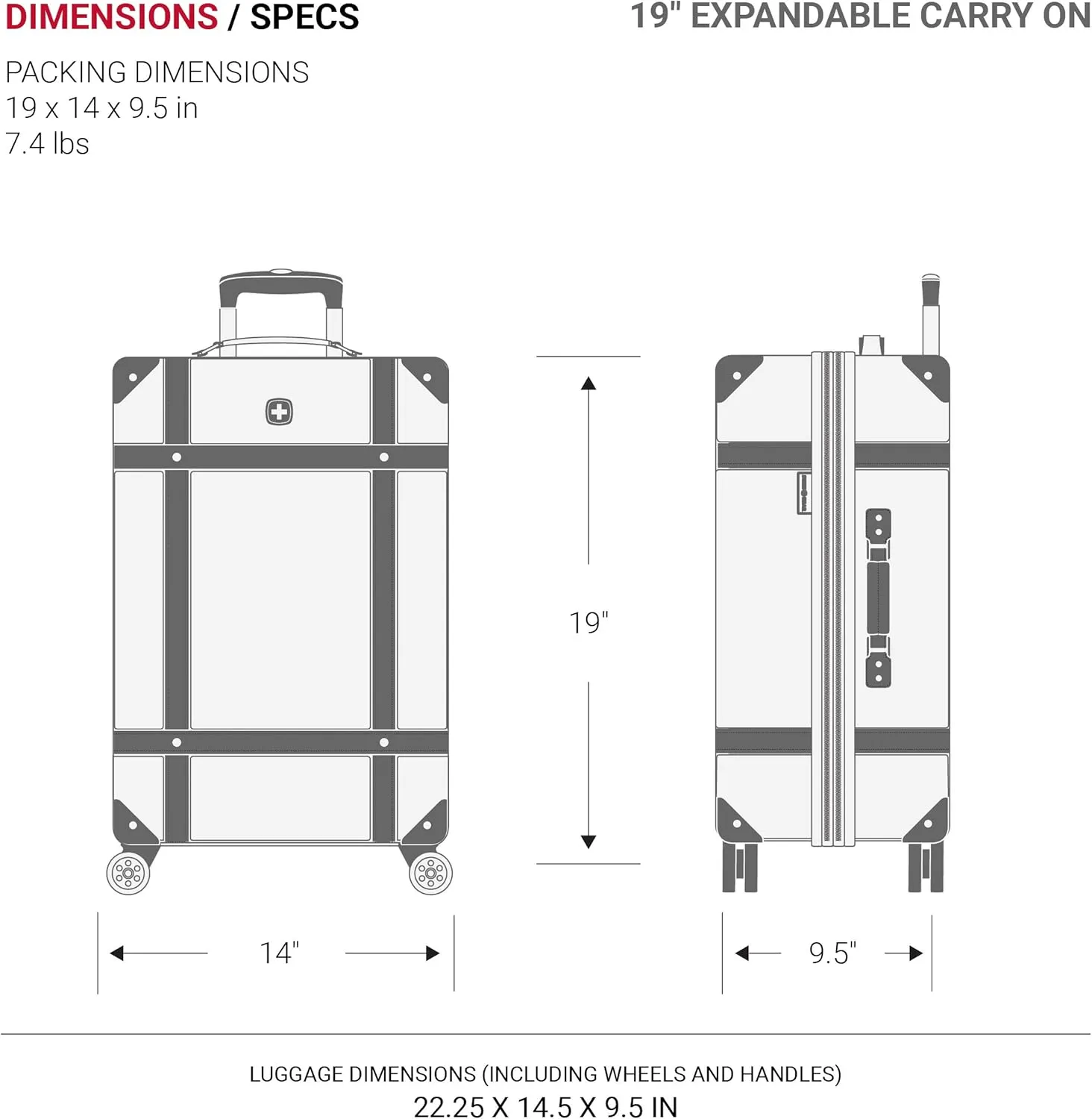 SwissGear 7739 Hardside Luggage Trunk with Spinner Wheels, Blush, 2-Piece Set (19/26)