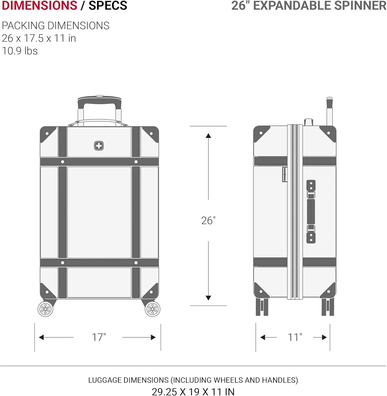 SwissGear 7739 Hardside Luggage Trunk with Spinner Wheels, Blush, 2-Piece Set (19/26)