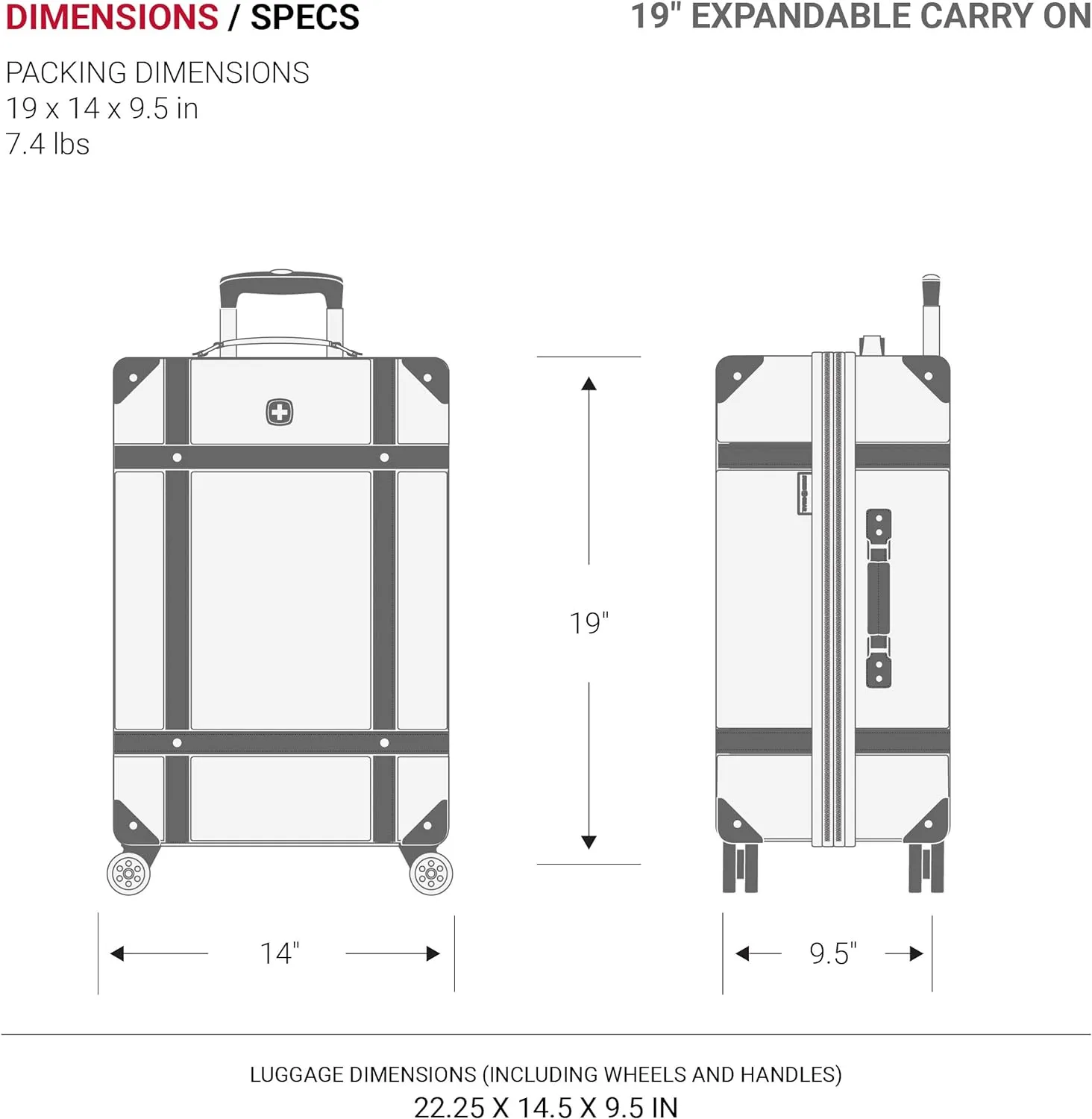 SwissGear 7739 Hardside Luggage Trunk with Spinner Wheels, Blush, 2-Piece Set (19/26)