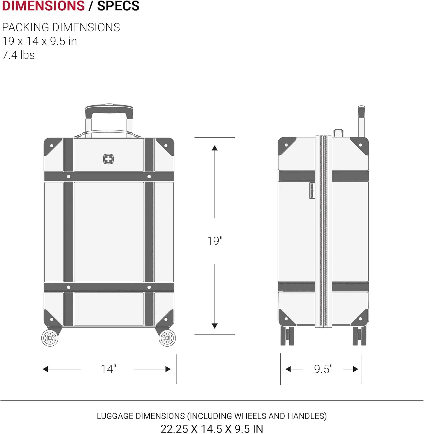 SwissGear 7739 Hardside Luggage Trunk with Spinner Wheels, Blush, Carry-On 19-Inch