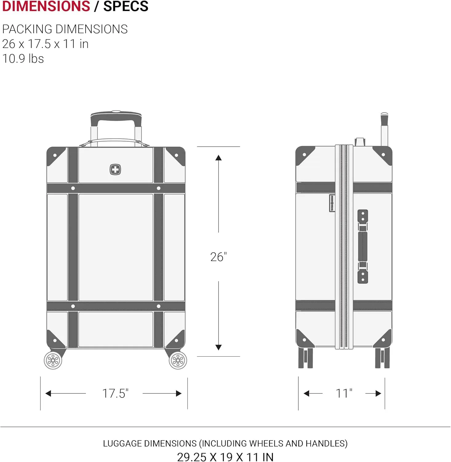 SwissGear 7739 Hardside Luggage Trunk with Spinner Wheels, Blush, Checked-Large 26-Inch