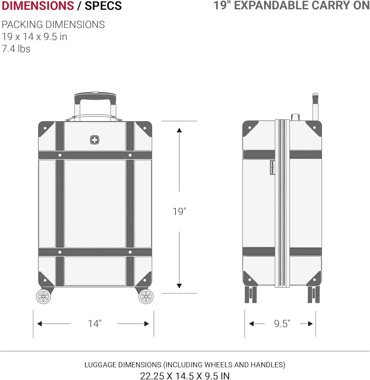 SwissGear 7739 Hardside Luggage Trunk with Spinner Wheels, White, 2-Piece Set (19/26)