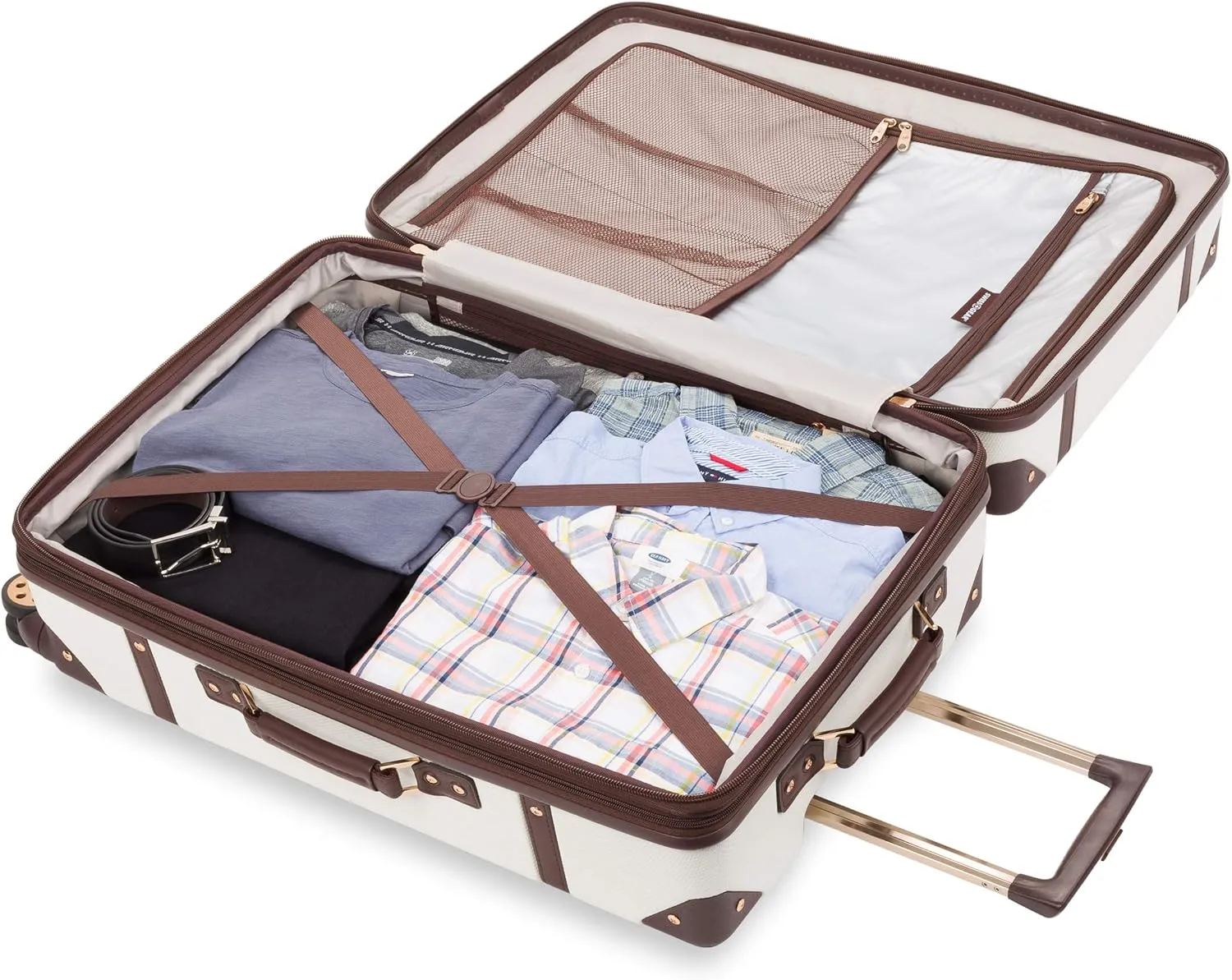 SwissGear 7739 Hardside Luggage Trunk with Spinner Wheels, White, Checked-Large 26-Inch