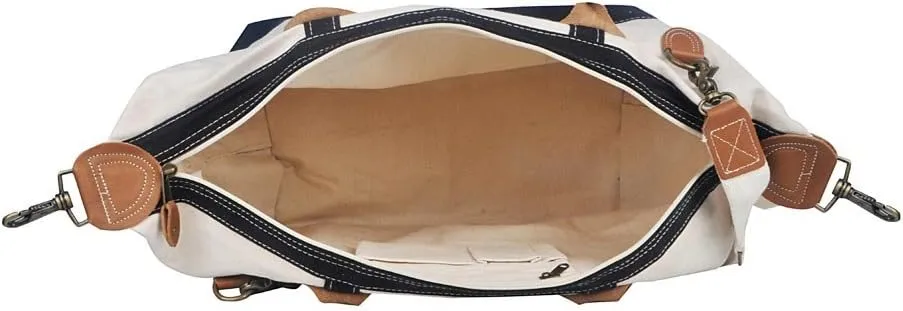 Tag&Crew Weekender Signature Duffle 20 Oz. Heavy Canvas Leather Handle Bag with Detachable Shoulder Strap Ideal for Overnight Travel Business Trip Vacations - Large, Black
