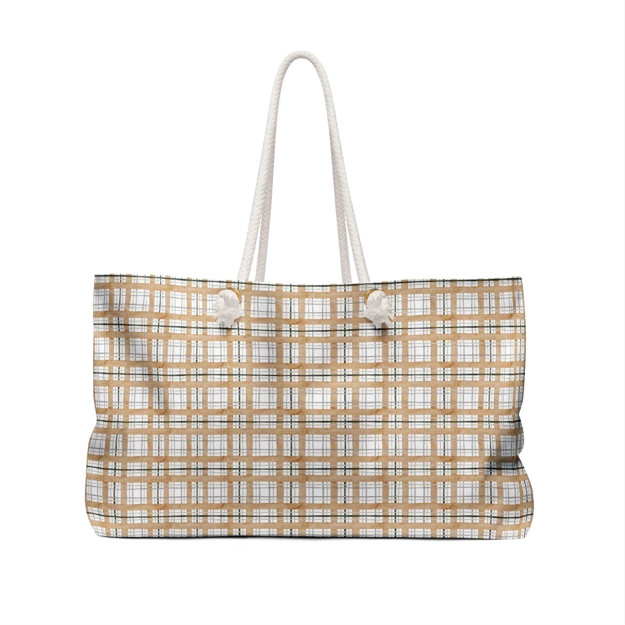 Tan Plaid Weekender Bag