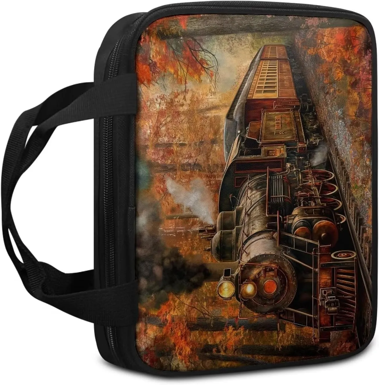 The Train and The Woods Bible Carrying Case Bible Tote Bag Bible Crossbody Bag,Medium Scripture Case Scripture Bag Carrying Book Case with Handle for Boy Girls,Christmas Gift Easter Gift