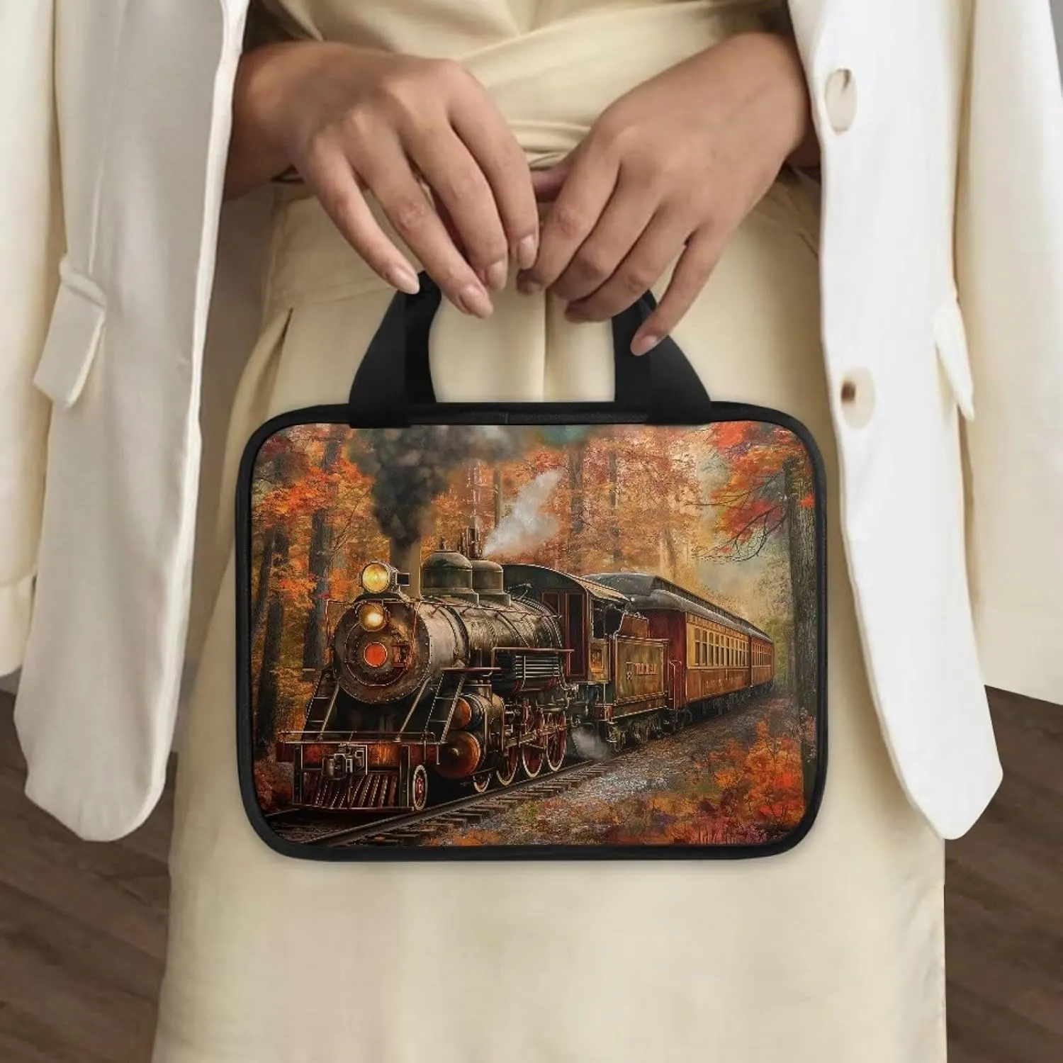 The Train and The Woods Bible Carrying Case Bible Tote Bag Bible Crossbody Bag,Medium Scripture Case Scripture Bag Carrying Book Case with Handle for Boy Girls,Christmas Gift Easter Gift