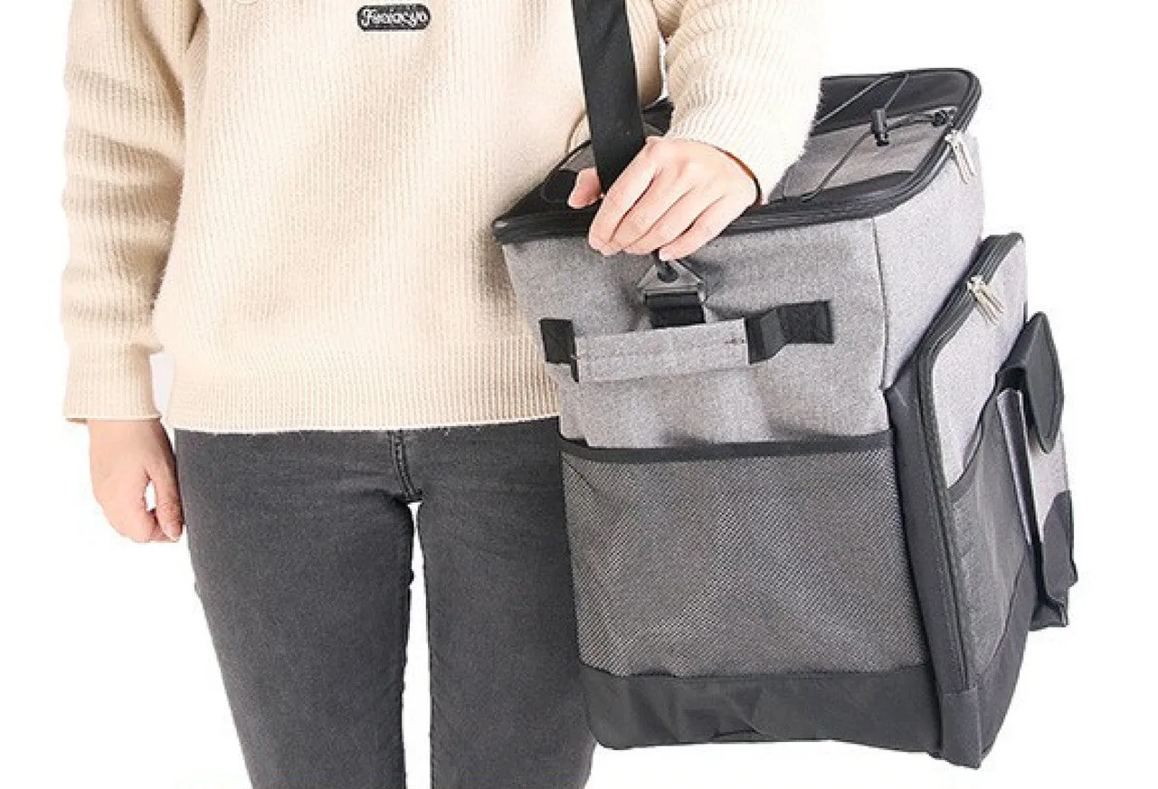 Thermally Insulated Picnic Cooler Trolley - 36L - Grey