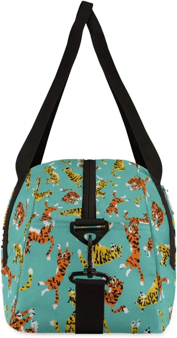 Tiger Personalized Kids Duffel Bag for Girls Boys, Tiger Customized Name Dance Bag Overnight Small Duffel Bag Carry On Weekend Sports Gym Travel Bag for School Practice Gymnastics Ballet