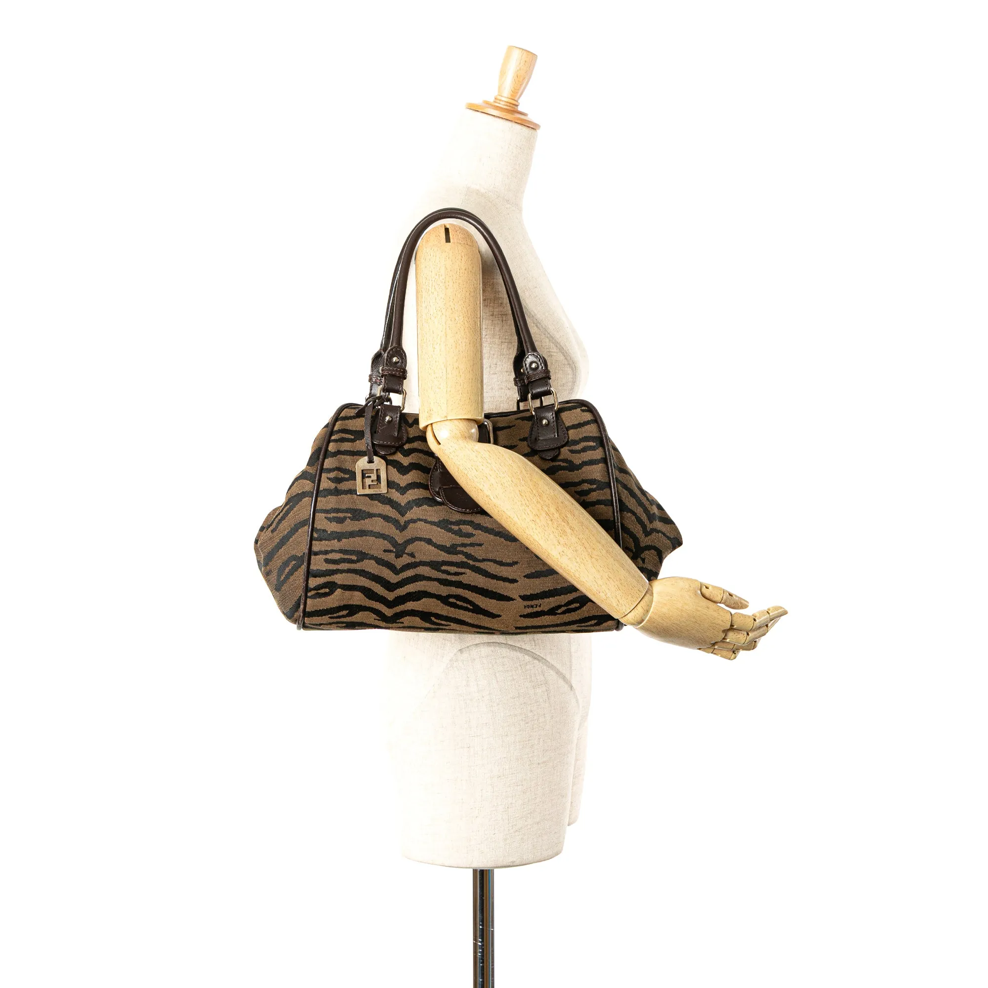 Tiger Print Canvas Shoulder Bag