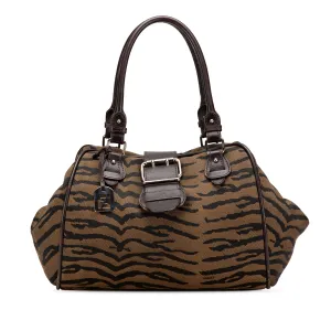 Tiger Print Canvas Shoulder Bag