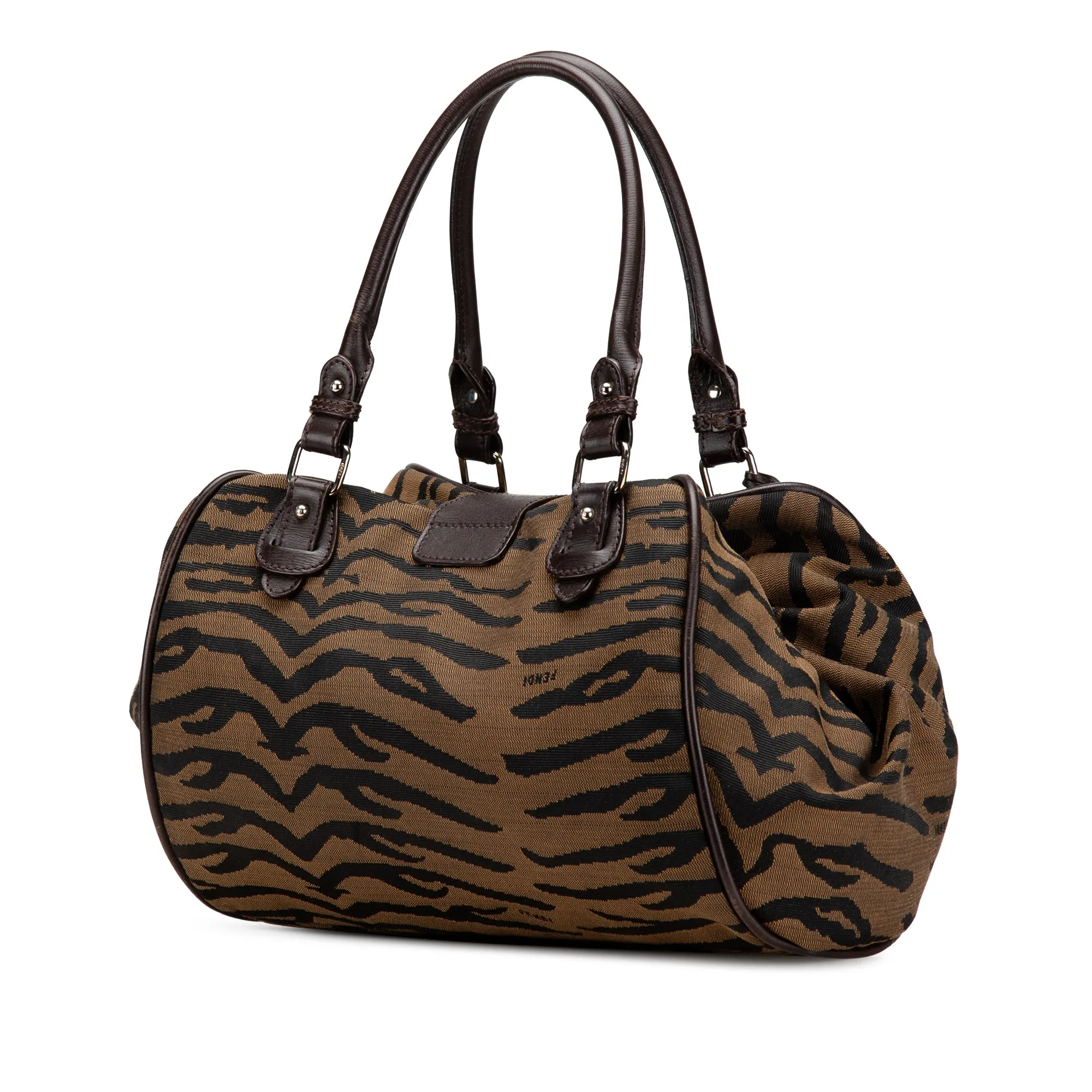 Tiger Print Canvas Shoulder Bag
